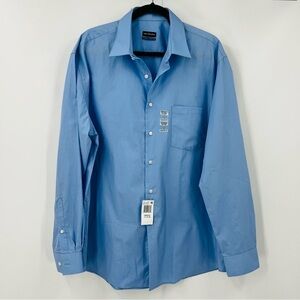 Van Heusen Wrinkle Free Regular Fit Men's Cameo Blue Dress Shirt XL 17 34/35
